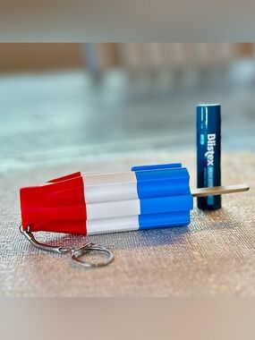Patriotic Chapstick Lip Balm Holder Keychain / Bag Charm - Rocket Pop Popsicle